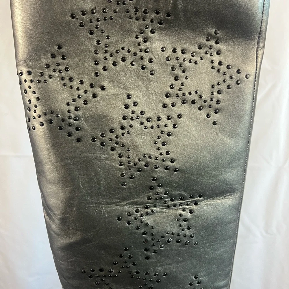 NASTY GAL, Genuine Leather, Gun Metal, Star studded Over the knee high Boots - Picture 4 of 14